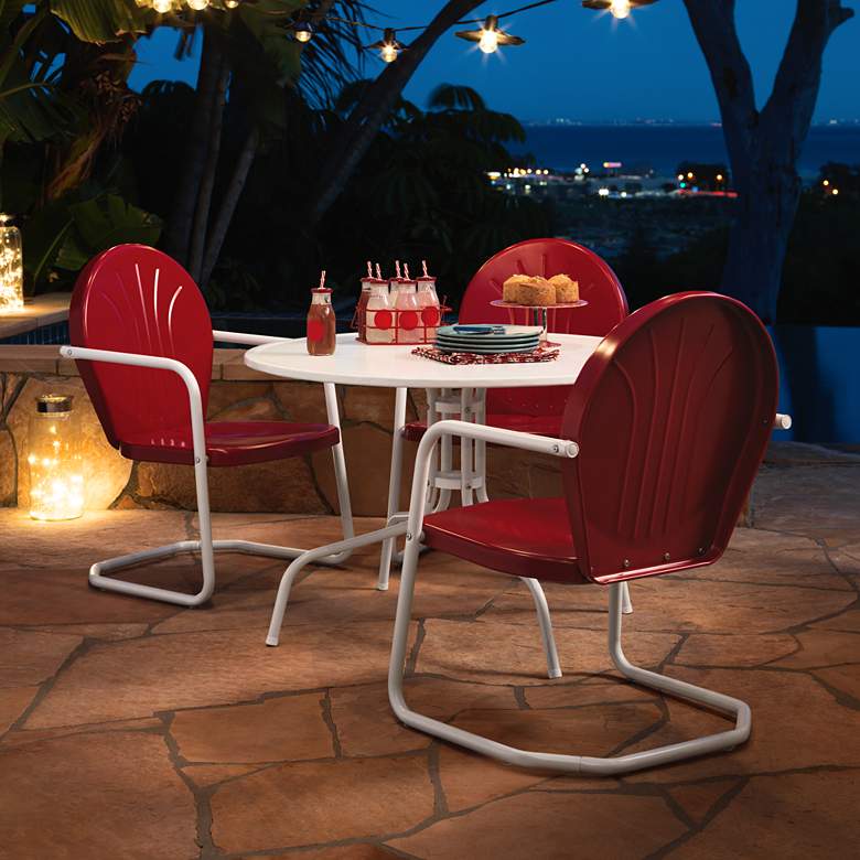 Image 1 Griffith Nostalgic Bold Red Metal Outdoor Chair