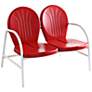 Griffith Nostalgic Bold Red Metal Outdoor Loveseat