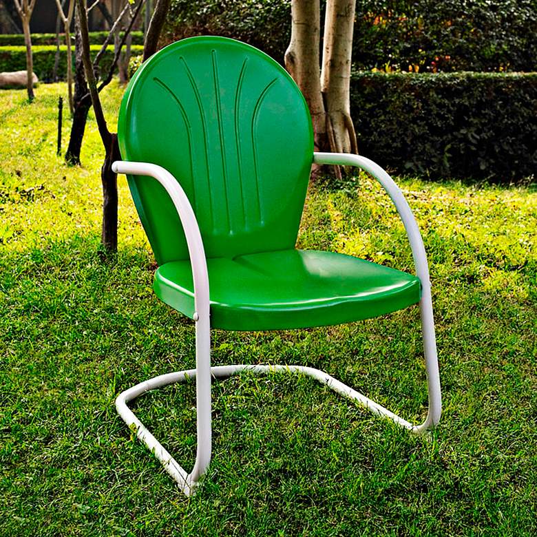 Image 1 Griffith Nostalgic Grasshopper Green Metal Outdoor Chair