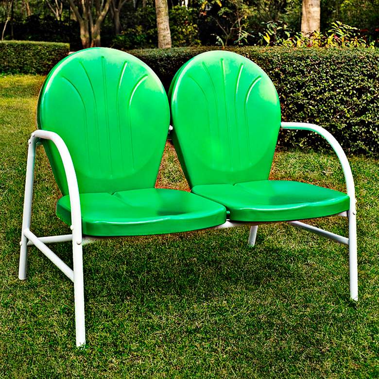 Image 1 Griffith Nostalgic Grasshopper Green Outdoor Loveseat