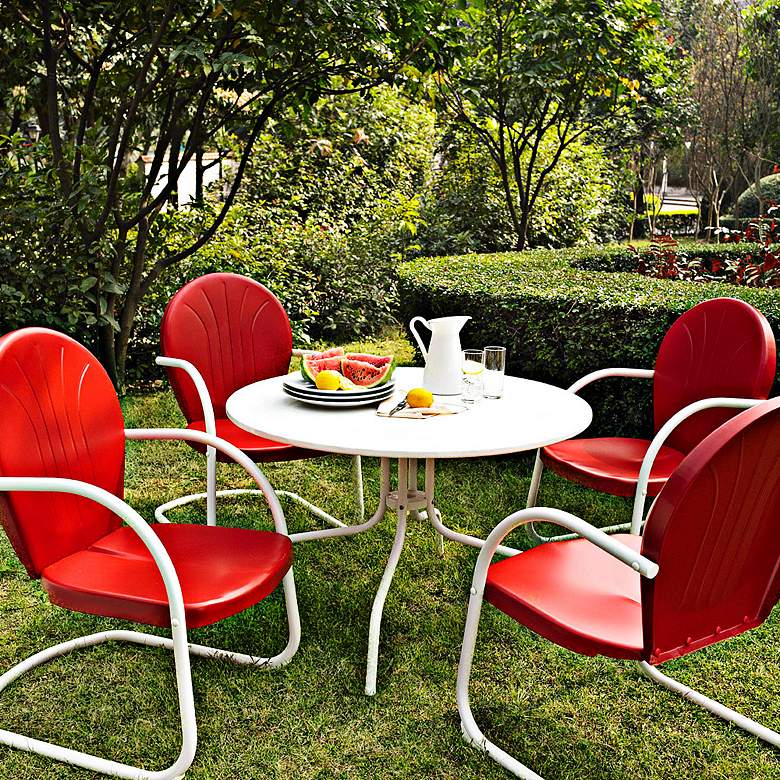 Image 1 Griffith Nostalgic Red 5-Piece Outdoor Dining Set