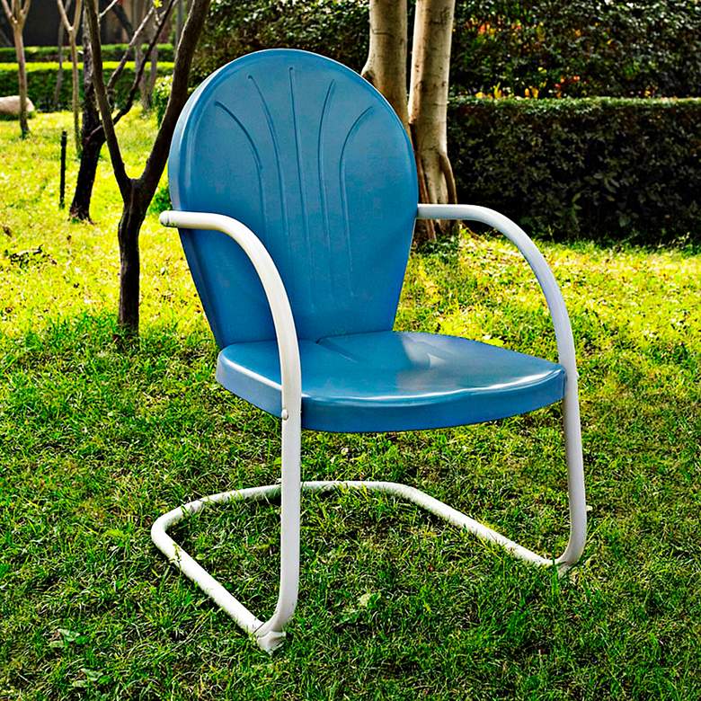 Image 1 Griffith Nostalgic Sky Blue Metal Outdoor Chair