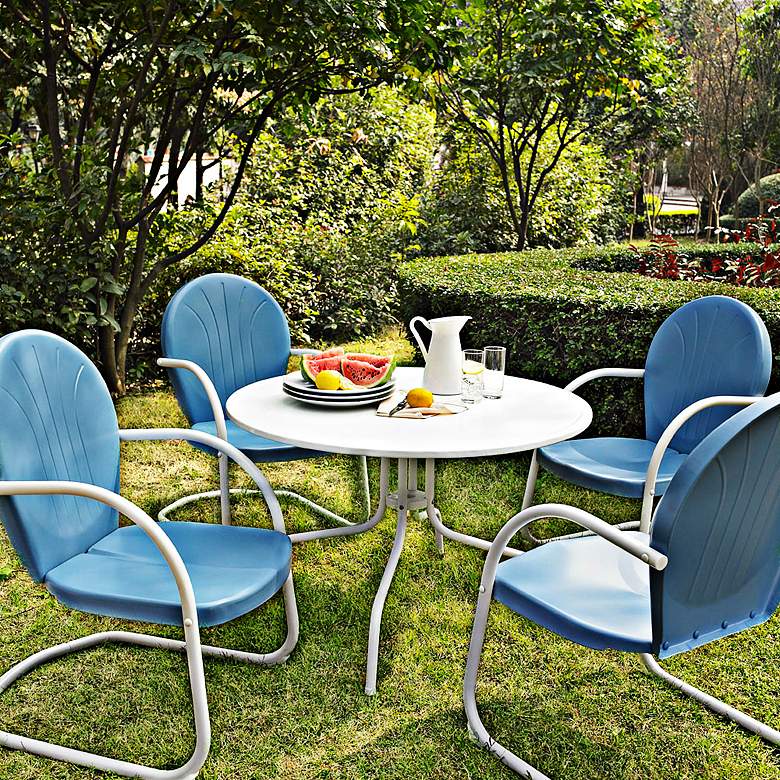 Image 1 Griffith Sky Blue 5-Piece Outdoor Patio Dining Set