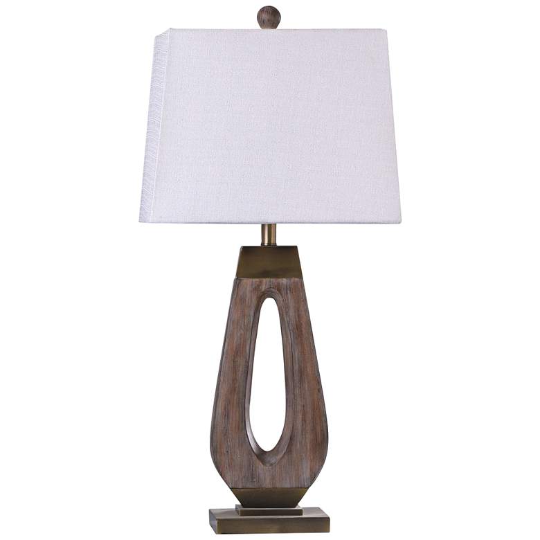 Image 1 Grifo 33 inch Contemporary Gold and Washed Wood Table Lamp