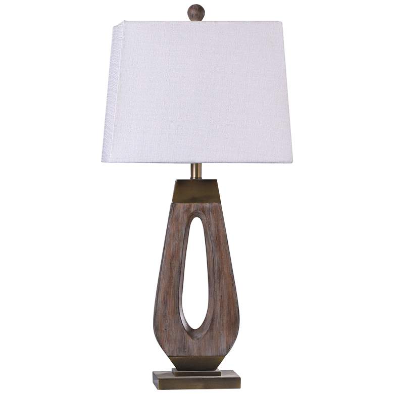 Image 1 Grifo 33" Contemporary Gold and Washed Wood Table Lamp