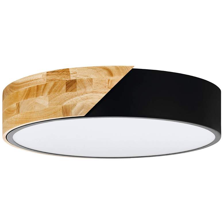 Image 1 Grimaldino - 2-Light 16" Semi-Flush Mount - Black Fabric and Natural F