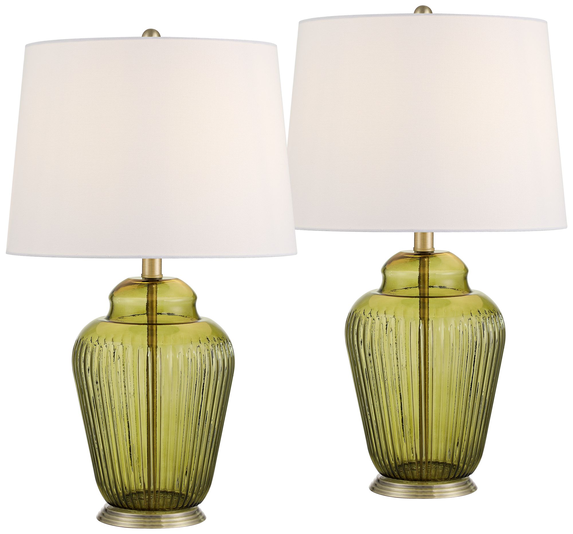 Image 2 Grimmia 24" High Moss Green Glass Table Lamp Set of 2