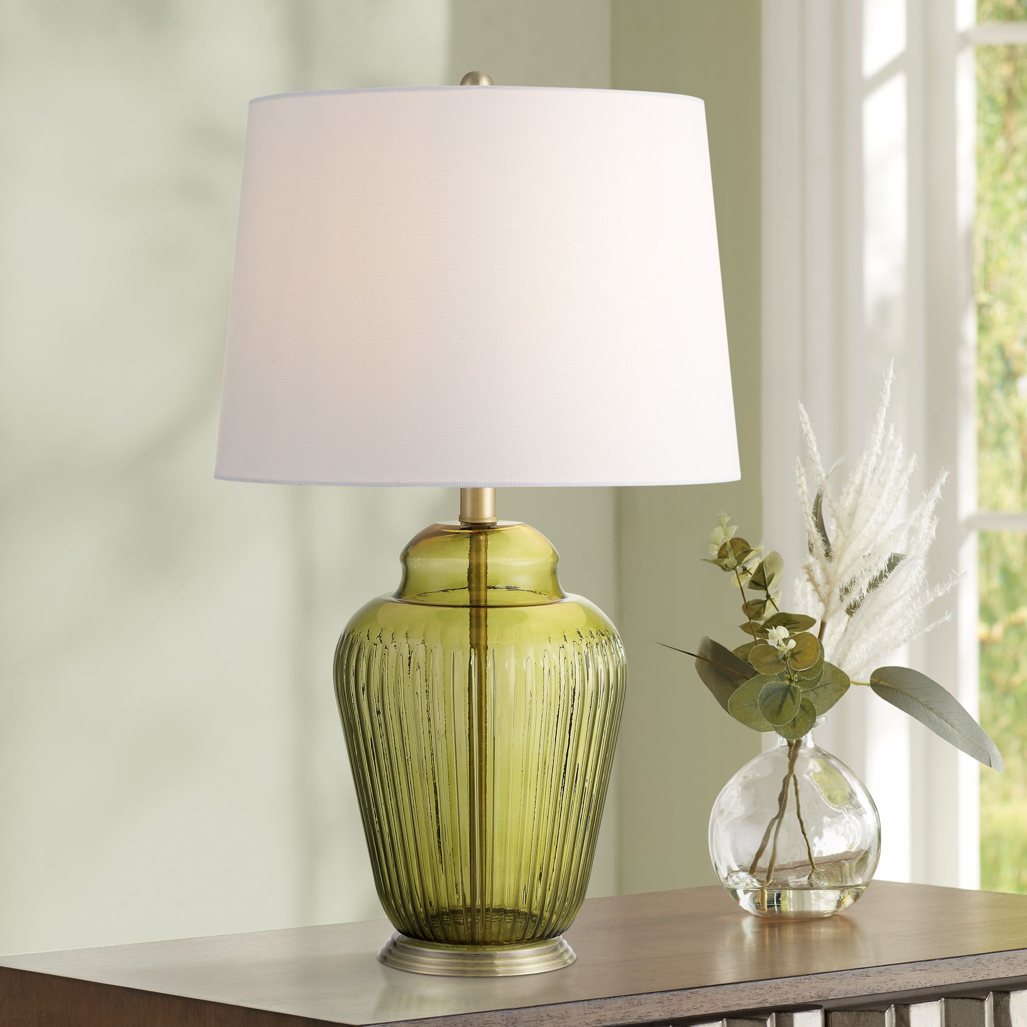 Grimmia 24" High Moss Green Glass Table Lamp Set of 2
