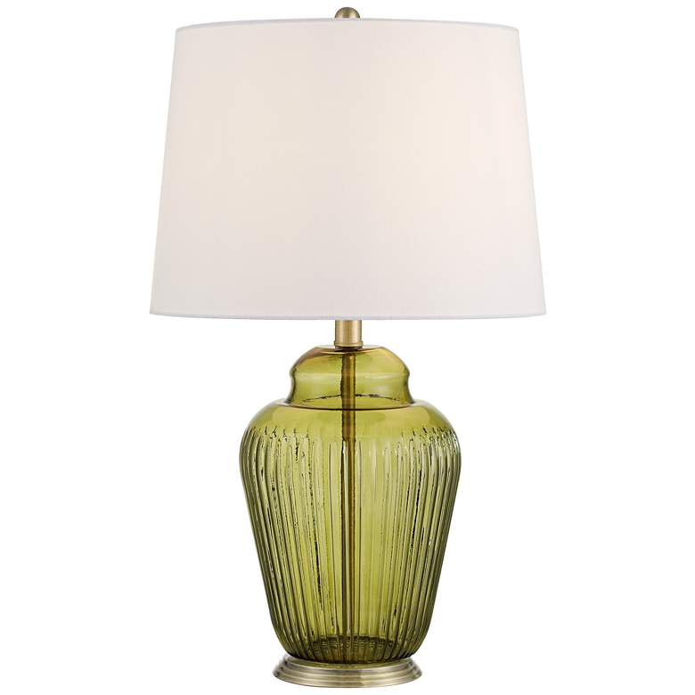Image 2 Grimmia 24" High Moss Green Glass Table Lamp