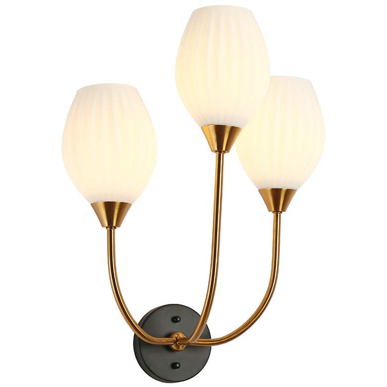 Image 1 Grised 3-Light Opal Glass Wall Sconces