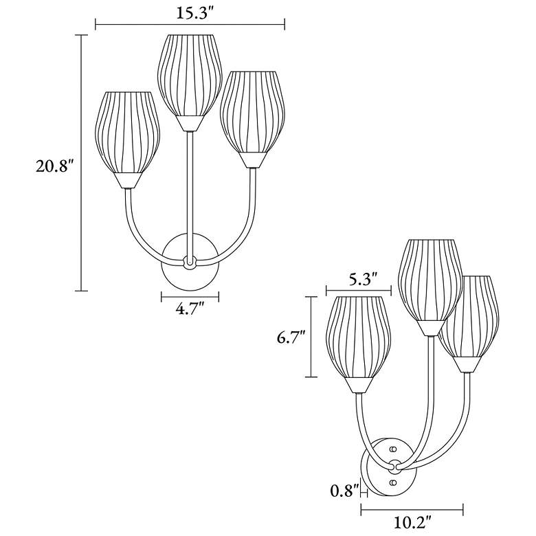 Image 2 Grised 3-Light Opal Glass Wall Sconces more views
