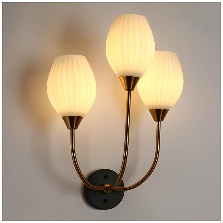 Image 4 Grised 3-Light Opal Glass Wall Sconces more views