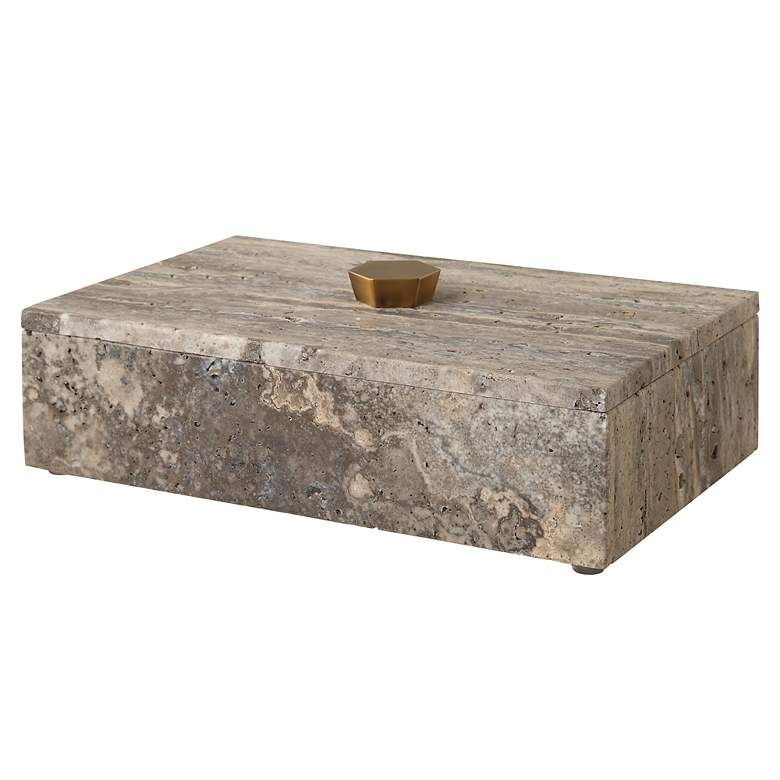 Image 2 Griseus 9.5" L x 2.75" H Travertine Bronze Box
