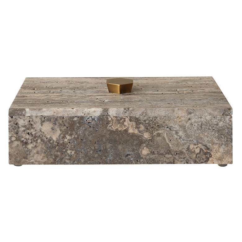 Image 4 Griseus 9.5" L x 2.75" H Travertine Bronze Box more views