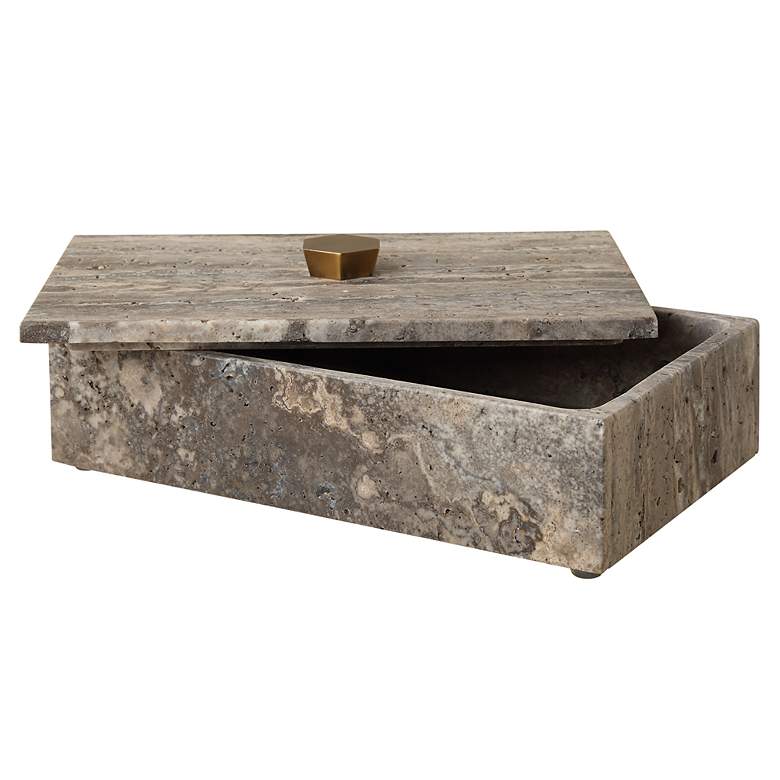 Image 5 Griseus 9.5" L x 2.75" H Travertine Bronze Box more views