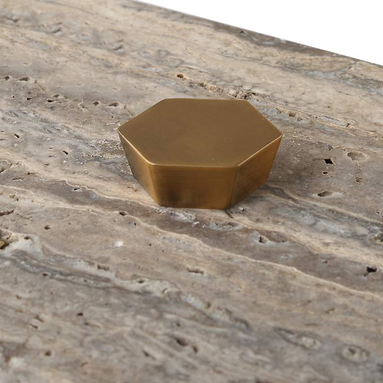Image 6 Griseus 9.5" L x 2.75" H Travertine Bronze Box more views