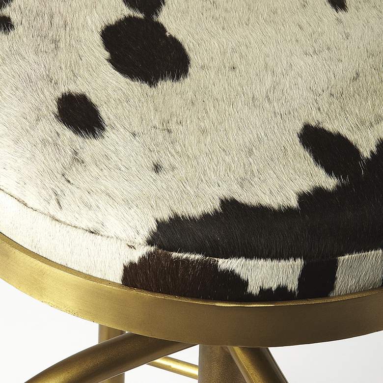 Image 5 Grogan Cow Leather and Gold Modern Adjustable Swivel Bar Stool more views