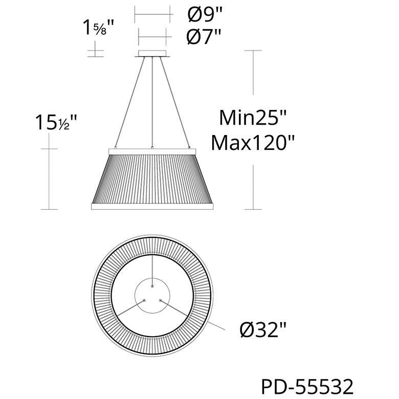 Image 5 Grohle 15.5"H x 32"W 2-Light Pendant in Black more views