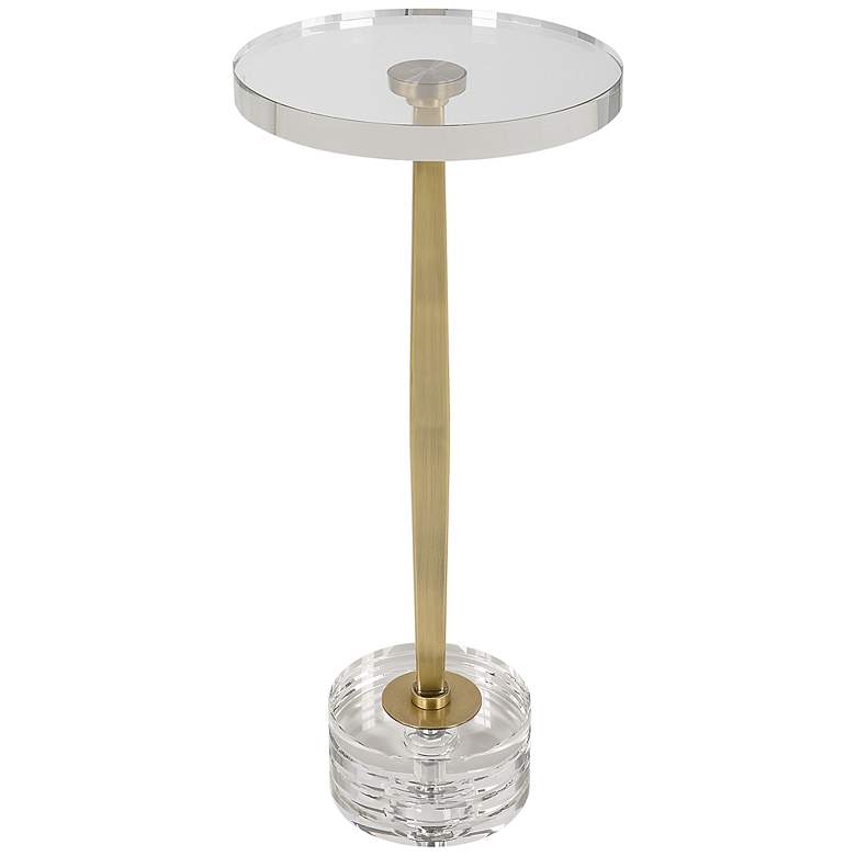 Image 1 Groove 10 inch Wide Brushed Gold Crystal Round Drink Table