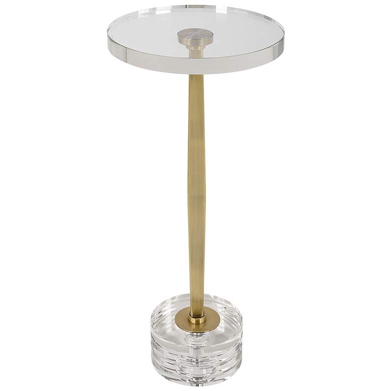 Image 2 Groove 10" Wide Brushed Gold Crystal Round Drink Table