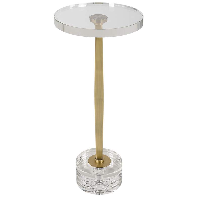 Image 1 Groove 10 inch Wide Brushed Gold Crystal Round Drink Table