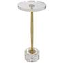 Groove 10" Wide Brushed Gold Crystal Round Drink Table