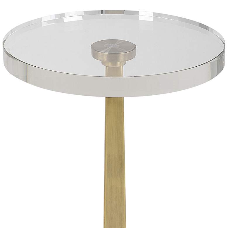 Image 3 Groove 10" Wide Brushed Gold Crystal Round Drink Table more views