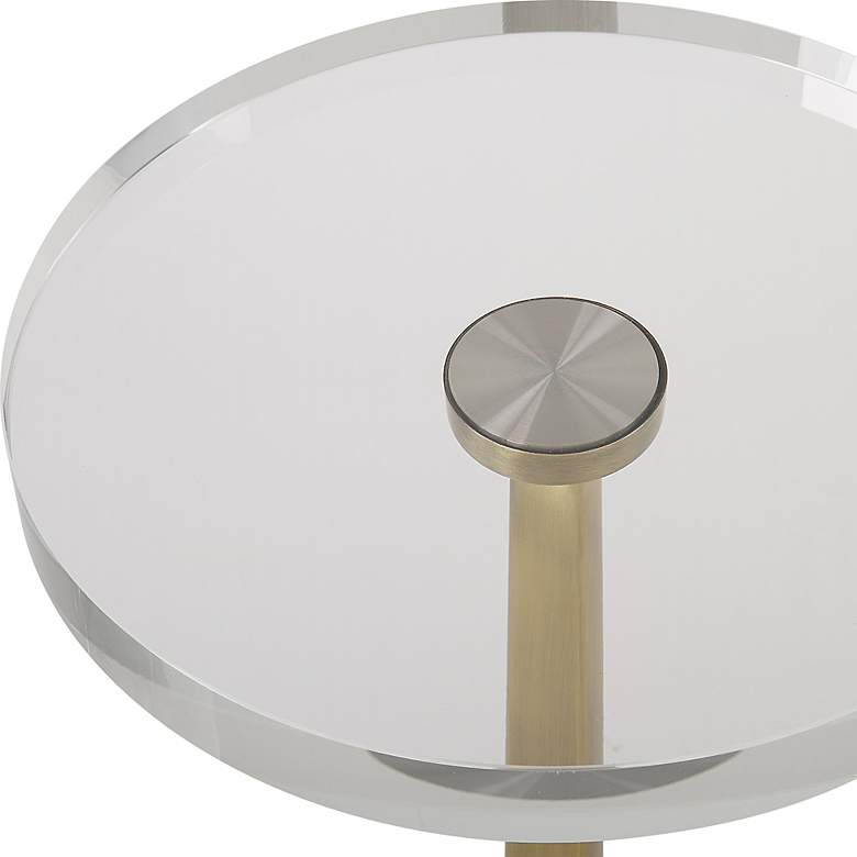 Image 4 Groove 10" Wide Brushed Gold Crystal Round Drink Table more views