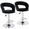 Groove Black Faux Leather Swivel Bar Stools Set of 2