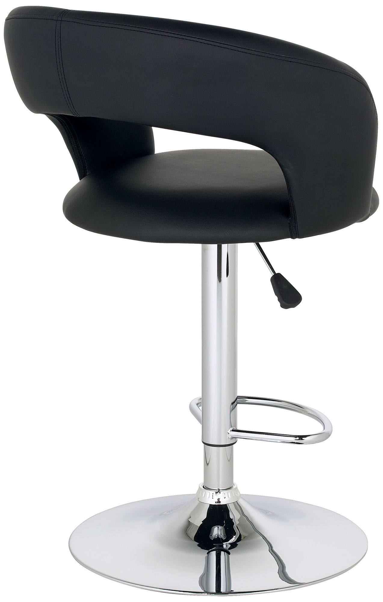 Groove Black Faux Leather Swivel Bar Stools Set of 2 in scene