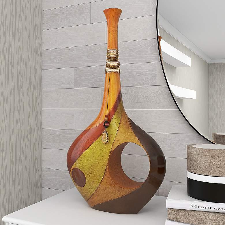 Image 1 Groove I Multi-Color 25"H Decorative Vase with Hold Handle