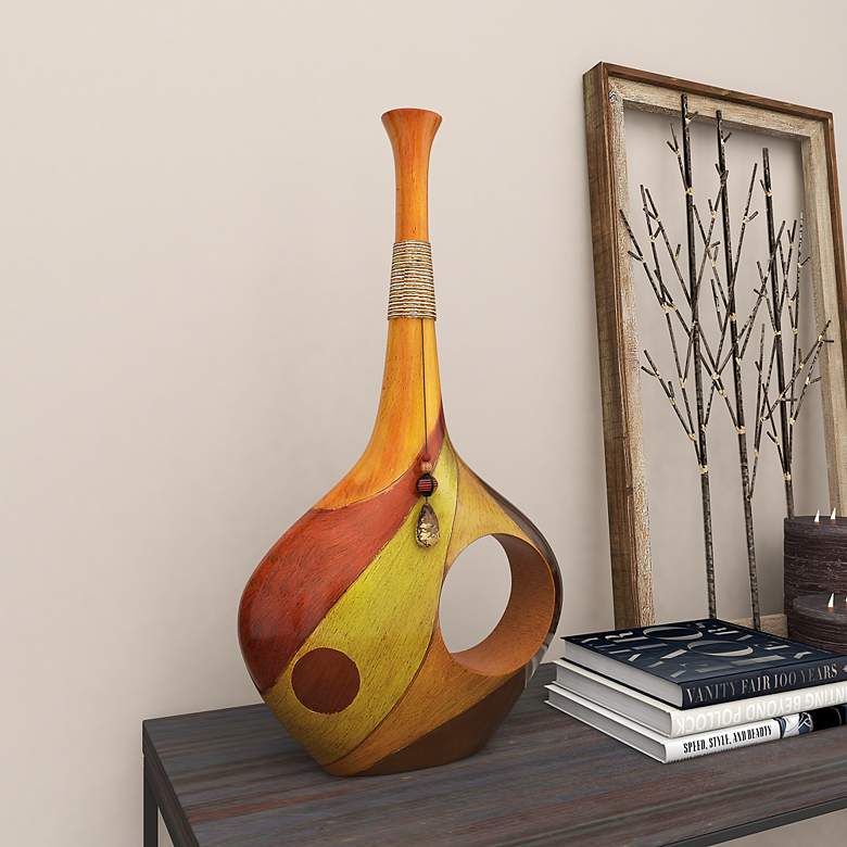 Image 4 Groove I Multi-Color 25"H Decorative Vase with Hold Handle more views