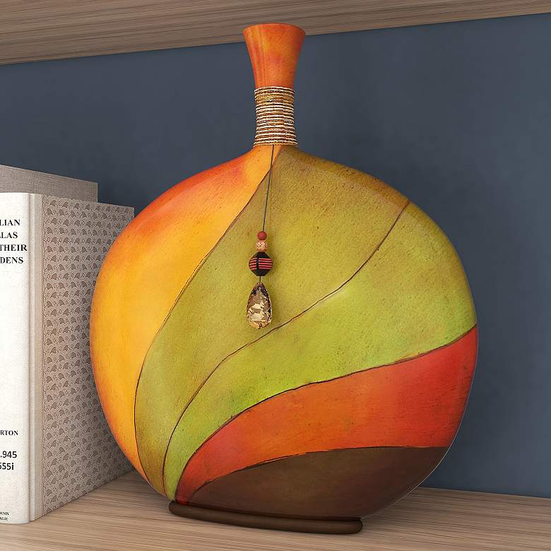 Image 1 Groove II Multi-Color 20" High Decorative Flask Bottle Vase