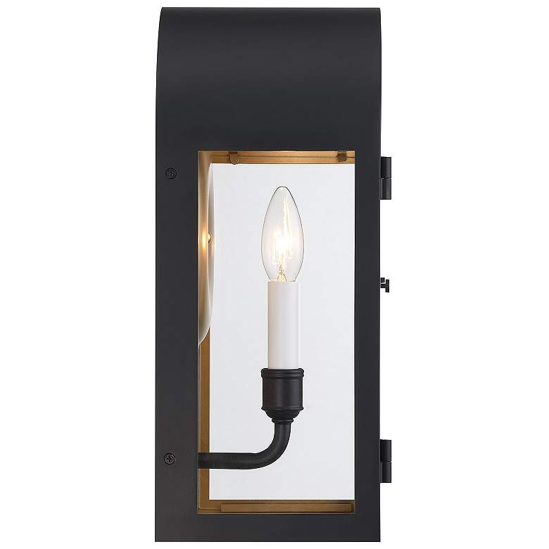 Image 5 Grotto 1-Light Outdoor Wall Lantern in Matte Black with Vintage Gold more views