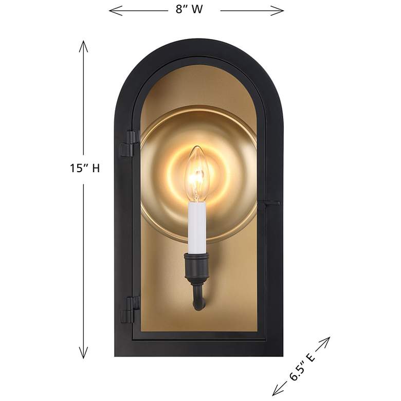Image 6 Grotto 1-Light Outdoor Wall Lantern in Matte Black with Vintage Gold more views
