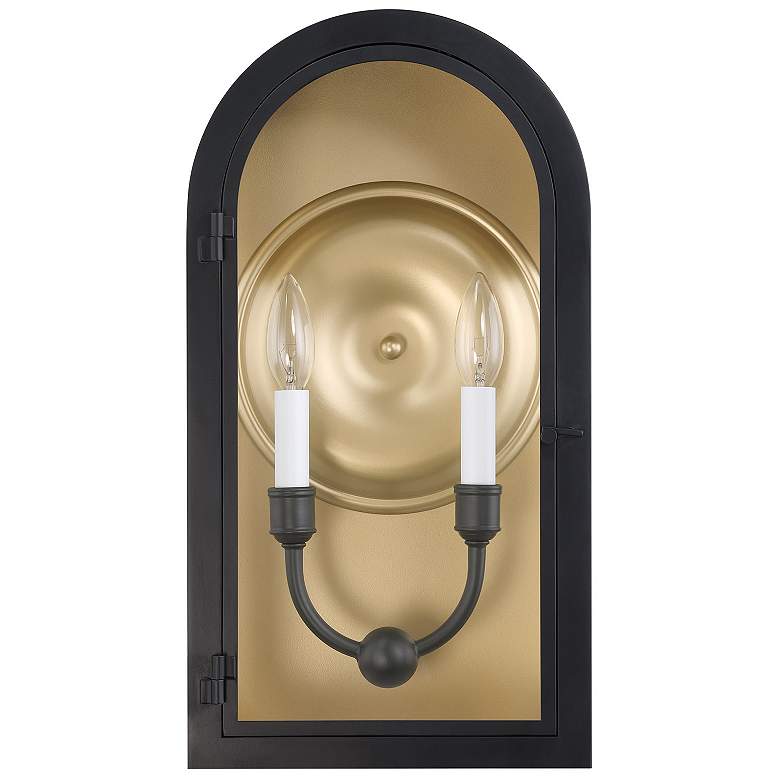 Image 2 Grotto 2-Light Outdoor Wall Lantern in Matte Black with Vintage Gold more views