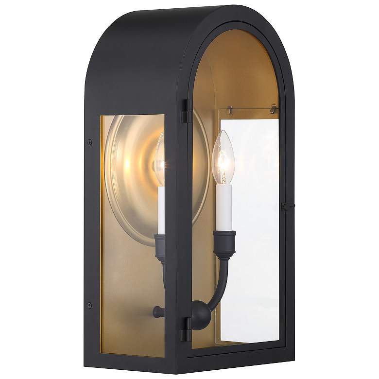 Image 4 Grotto 2-Light Outdoor Wall Lantern in Matte Black with Vintage Gold more views
