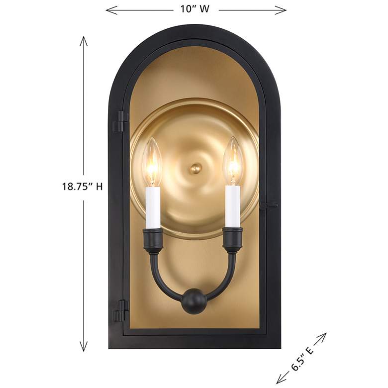 Image 6 Grotto 2-Light Outdoor Wall Lantern in Matte Black with Vintage Gold more views