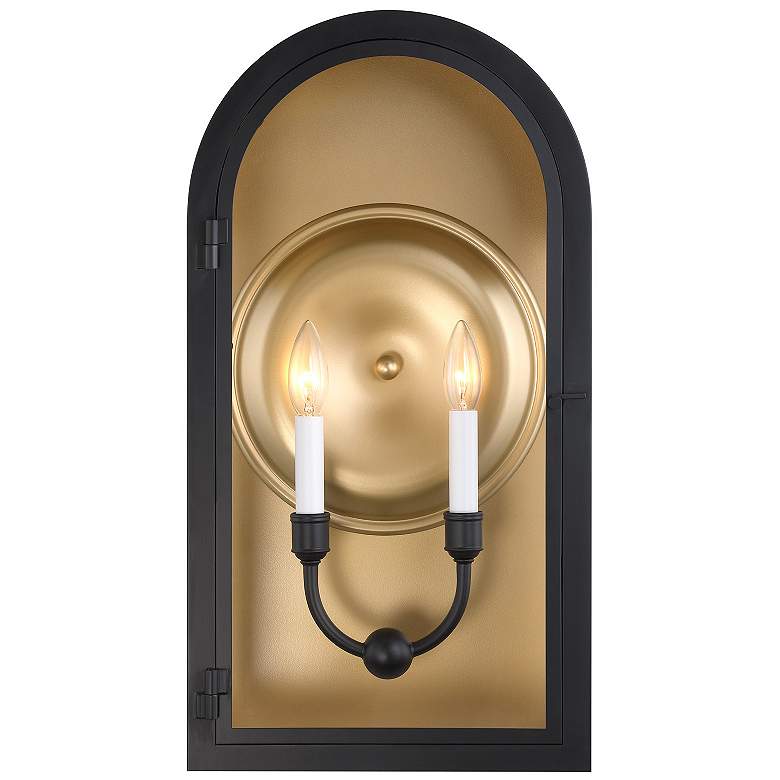 Image 1 Grotto 2-Light Outdoor Wall Lantern in Matte Black with Vintage Gold