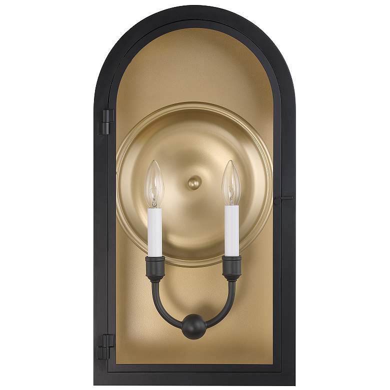 Image 2 Grotto 2-Light Outdoor Wall Lantern in Matte Black with Vintage Gold more views