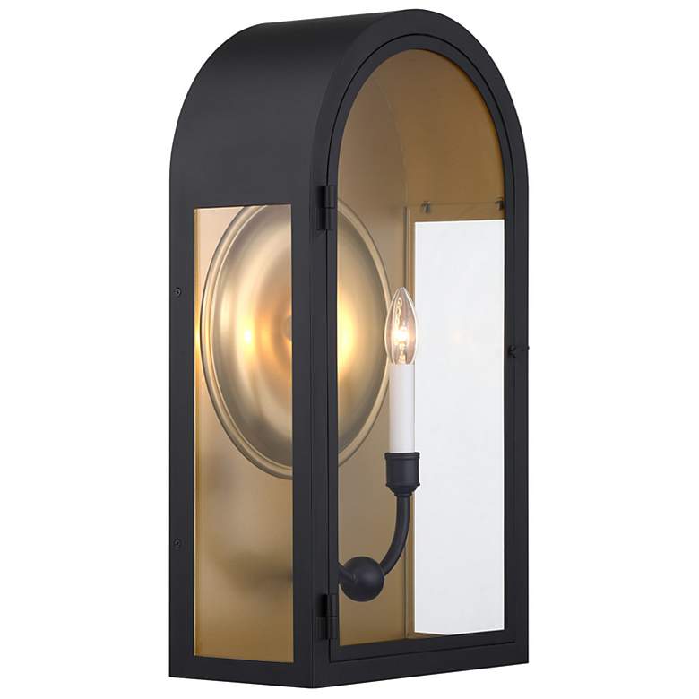 Image 4 Grotto 2-Light Outdoor Wall Lantern in Matte Black with Vintage Gold more views