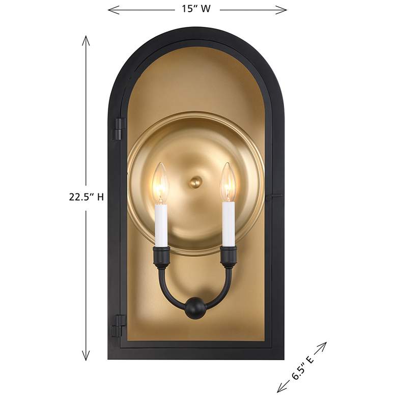 Image 6 Grotto 2-Light Outdoor Wall Lantern in Matte Black with Vintage Gold more views