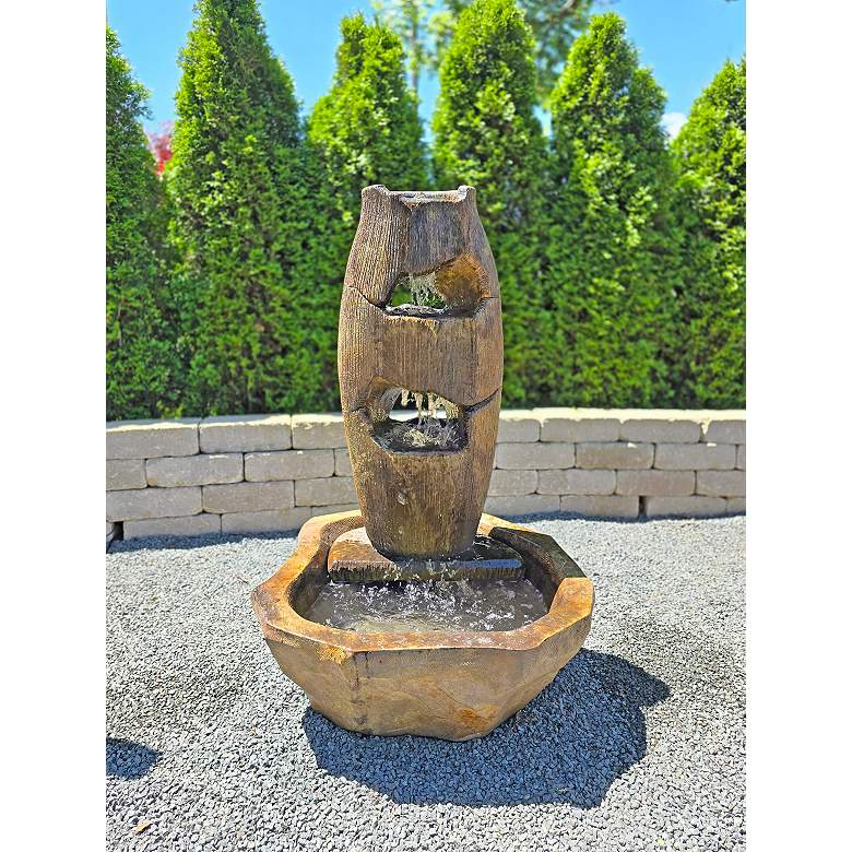 Image 1 Grotto 41"H Relic Lava Tiered Outdoor LED Fountain