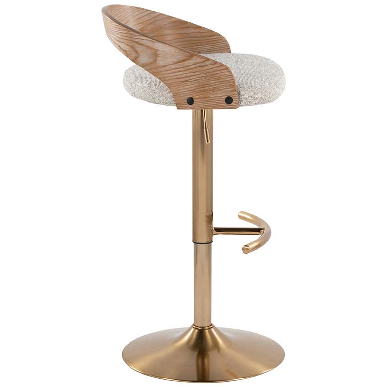 Image 4 Grotto Barstool Gold Metal Wood Oat Fabric by LumiSource Pair more views