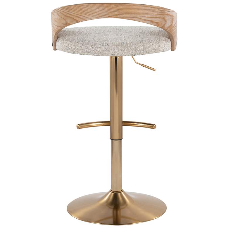 Image 6 Grotto Barstool Gold Metal Wood Oat Fabric by LumiSource Pair more views