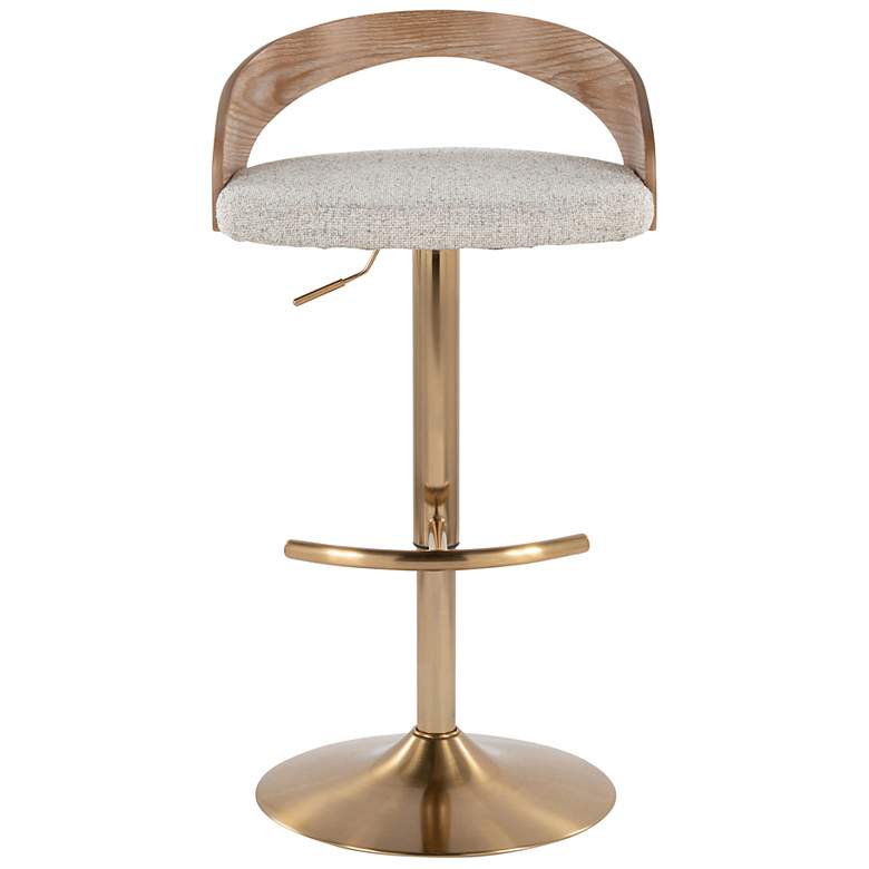 Image 7 Grotto Barstool Gold Metal Wood Oat Fabric by LumiSource Pair more views