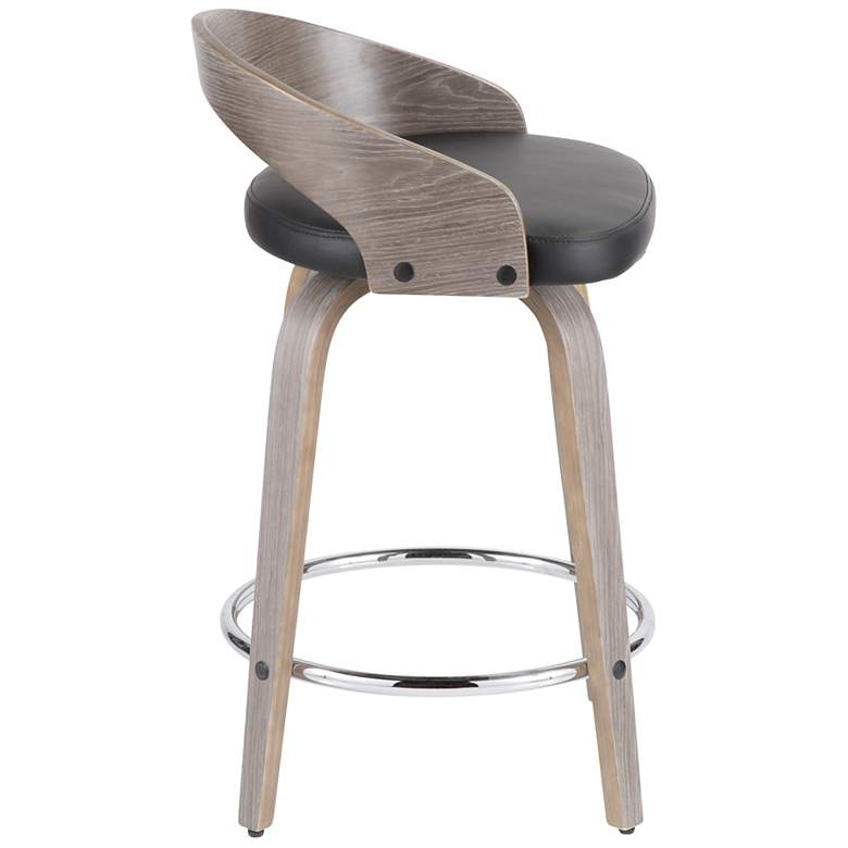 Image 2 Grotto Counter Stool in Grey Wood and Black PU by LumiSource Pair more views