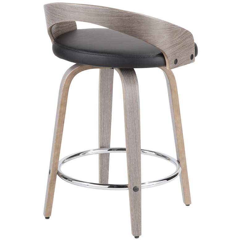 Image 3 Grotto Counter Stool in Grey Wood and Black PU by LumiSource Pair more views
