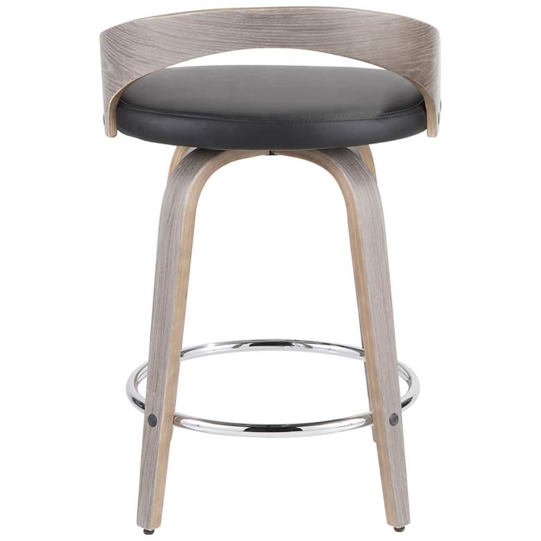 Image 4 Grotto Counter Stool in Grey Wood and Black PU by LumiSource Pair more views