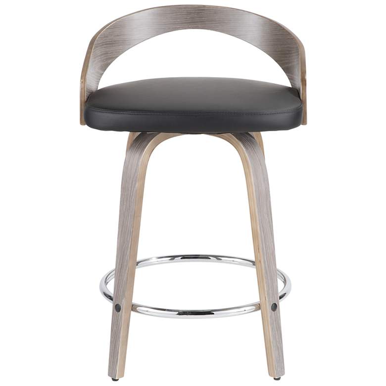 Image 5 Grotto Counter Stool in Grey Wood and Black PU by LumiSource Pair more views